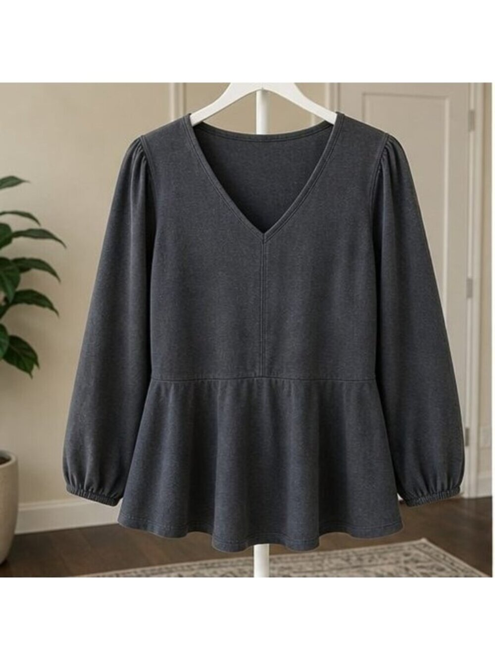 Charcoal Peplum Top